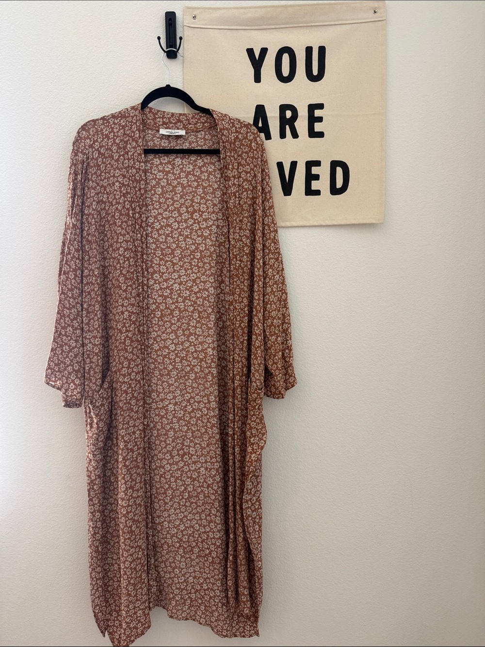 Carly Jean Los Angeles Rust Floral Duster Kimono